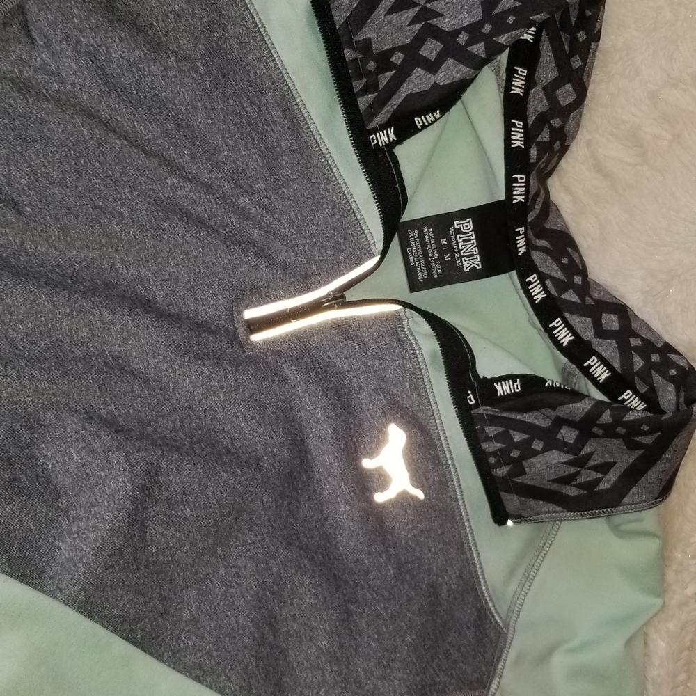 VICTORIAS SECRET PINK MINT GREEN QUARTER ZIP